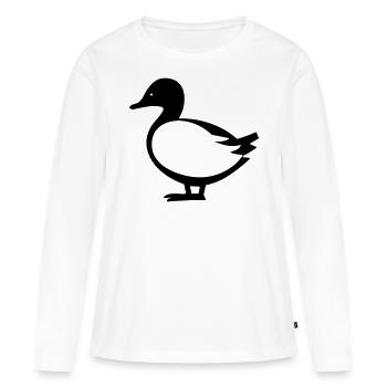 Ente - Frauen Premium Bio Langarmshirt - Weiß - Vorne - Julia (174cm)