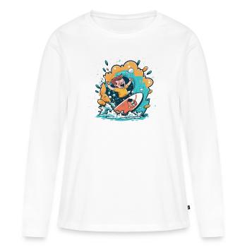 Surfs vers le haut - T-shirt manches longues Premium bio Femme - blanc - Devant - Julia (174cm)