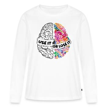 Utilisez-le ou perdez-le - cerveau gauche et droit - T-shirt manches longues Premium bio Femme - blanc - Devant - Julia (174cm)