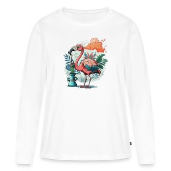 Flamant rose toker - T-shirt manches longues Premium bio Femme - blanc - Devant - Julia (174cm)