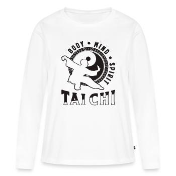 Corps Tai Chi Méditation Tai Chi Amoureux - T-shirt manches longues Premium bio Femme - blanc - Devant - Julia (174cm)