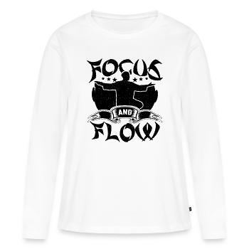 Focus And Flow Méditation Ninjutsu Qigong Lover - T-shirt manches longues Premium bio Femme - blanc - Devant - Julia (174cm)