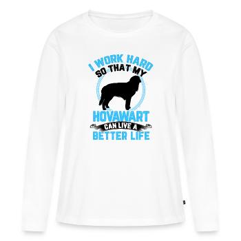 Hovawart arbeite hart derber Bauernhund - Frauen Premium Bio Langarmshirt - Weiß - Vorne - Julia (174cm)