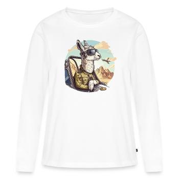 Flou de haut vol - T-shirt manches longues Premium bio Femme - blanc - Devant - Julia (174cm)