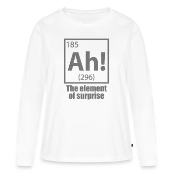 Ah! L’élément de surprise - T-shirt manches longues Premium bio Femme - blanc - Devant - Julia (174cm)
