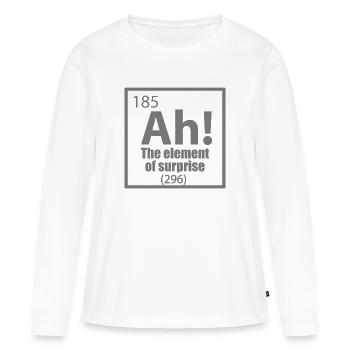 Ah! L’élément de surprise - T-shirt manches longues Premium bio Femme - blanc - Devant - Julia (174cm)