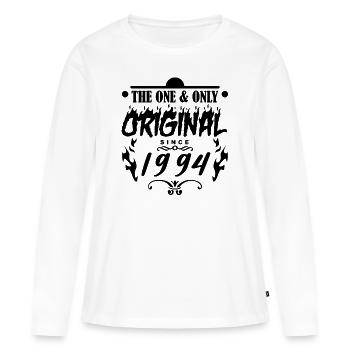 1994 - Baujahr 1994 - Jahrgang 1994 - Frauen Premium Bio Langarmshirt - Weiß - Vorne - Julia (174cm)