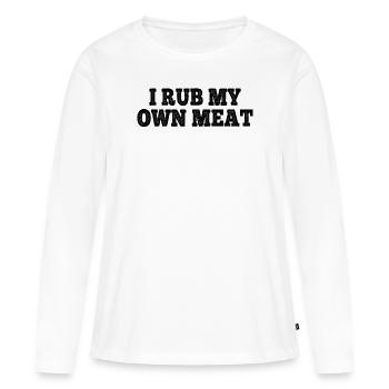 Funny BBQ - Je frotte ma propre viande - T-shirt manches longues Premium bio Femme - blanc - Devant - Julia (174cm)