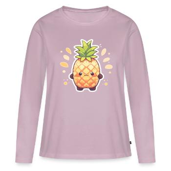 Ananas Plante Ananas Fruit Fruit - T-shirt manches longues Premium bio Femme - rose poudré - Devant - Julia (174cm)