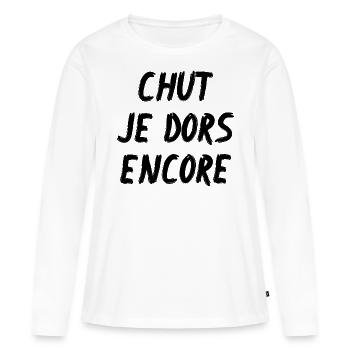 chut je dors encore - T-shirt manches longues Premium bio Femme - blanc - Devant - Julia (174cm)