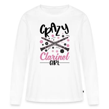 Clarinette Clarinette Clarinette Clarinettiste - T-shirt manches longues Premium bio Femme - blanc - Devant - Julia (174cm)