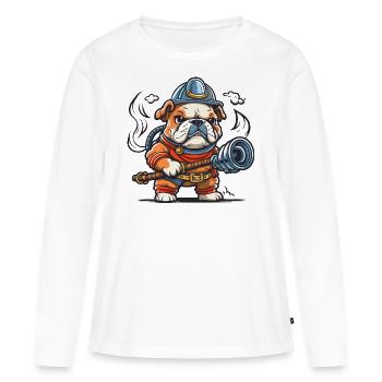 Bulldog Brigade - T-shirt manches longues Premium bio Femme - blanc - Devant - Julia (174cm)