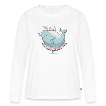 Valse de baleine - T-shirt manches longues Premium bio Femme - blanc - Devant - Julia (174cm)
