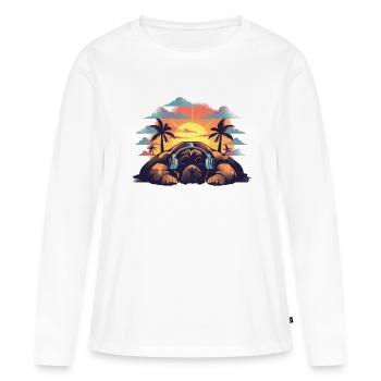 Bouledogue - T-shirt manches longues Premium bio Femme - blanc - Devant - Julia (174cm)