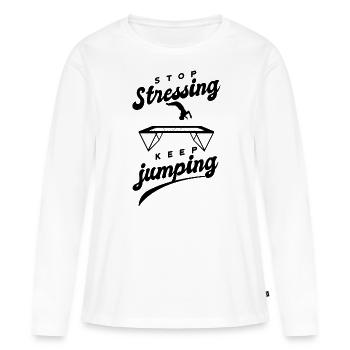 Lustige Sprüche Fitness Workout Trampolin-Sport - Frauen Premium Bio Langarmshirt - Weiß - Vorne - Julia (174cm)
