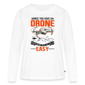 Drone Drone Pilot Quadcopter - Women's Premium Organic Long Sleeve Shirt - white - Front - Julia (174cm)