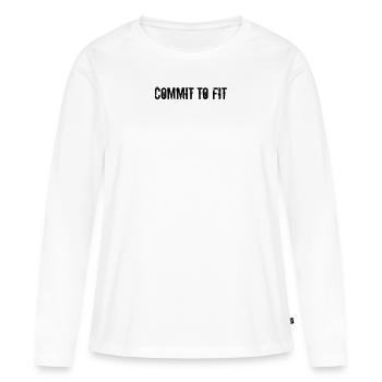 Fitness - Commit to fit - Women's Premium Organic Long Sleeve Shirt - white - Front - Julia (174cm)