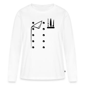 Chef Costume Culinary Chef Cooking Costume Kitchen - Frauen Premium Bio Langarmshirt - Weiß - Vorne - Julia (174cm)