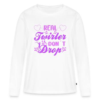 Baton Twirling Real Twirler Ne laissez pas tomber les cadeaux de bâton - T-shirt manches longues Premium bio Femme - blanc - Devant - Julia (174cm)
