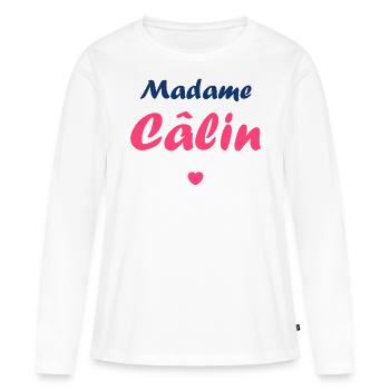 Madame câlin - T-shirt manches longues Premium bio Femme - blanc - Devant - Julia (174cm)