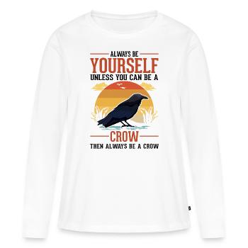 Corbeau, Corbeau, Corbeau, Élevage de Corbeau, Éleveur de Corbeau - T-shirt manches longues Premium bio Femme - blanc - Devant - Julia (174cm)