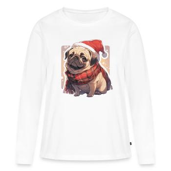 Carlin Carlin Chien Carlin Noël Carlin Noël - T-shirt manches longues Premium bio Femme - blanc - Devant - Julia (174cm)