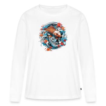 Koi Poisson Koï Carpe Koi Jardin Koi Étang Koi - T-shirt manches longues Premium bio Femme - blanc - Devant - Julia (174cm)