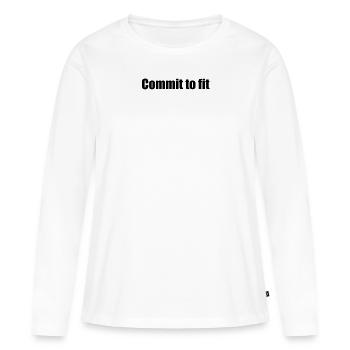 Fitness - Commit to fit - Women's Premium Organic Long Sleeve Shirt - white - Front - Julia (174cm)