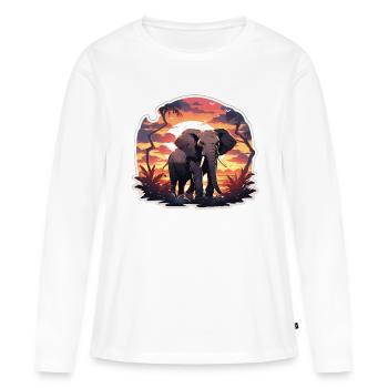 Éléphant, Éléphant, Pachyderme, Animal, Afrique, Safari - T-shirt manches longues Premium bio Femme - blanc - Devant - Julia (174cm)