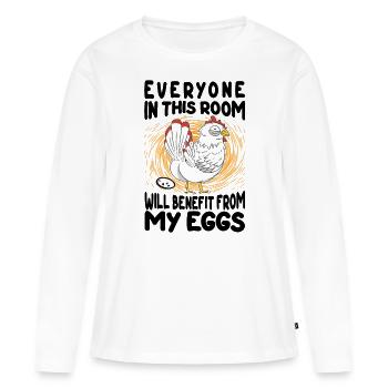 Profitez de mes oeufs - Oeuf petit-déjeuner - T-shirt manches longues Premium bio Femme - blanc - Devant - Julia (174cm)