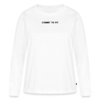 Fitness - Commit to fit - Women's Premium Organic Long Sleeve Shirt - white - Front - Julia (174cm)