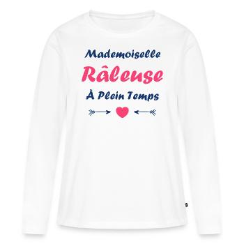 Mademoiselle raleuse - T-shirt manches longues Premium bio Femme - blanc - Devant - Julia (174cm)