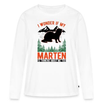 Martre Cadeau Pin Martre Vison - T-shirt manches longues Premium bio Femme - blanc - Devant - Julia (174cm)