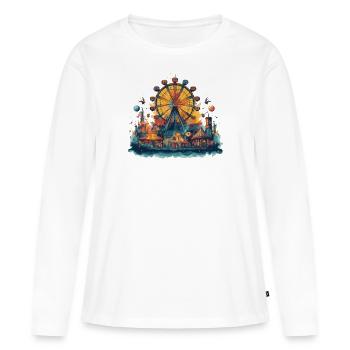 Parc d’attractions Foire, Fête foraine, Festival folklorique - T-shirt manches longues Premium bio Femme - blanc - Devant - Julia (174cm)