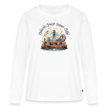 Foire du parc d’attractions, fête foraine, fête du village - T-shirt manches longues Premium bio Femme - blanc - Devant - Julia (174cm)