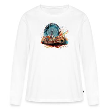Parc d’attractions Foire, Fête foraine, Festival folklorique - T-shirt manches longues Premium bio Femme - blanc - Devant - Julia (174cm)