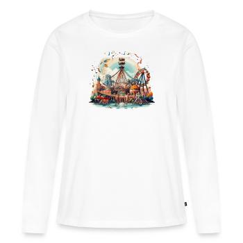 Parc d’attractions Foire, Fête foraine, Festival folklorique - T-shirt manches longues Premium bio Femme - blanc - Devant - Julia (174cm)