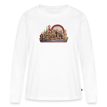 Parc d’attractions, fête foraine, festival folklorique - T-shirt manches longues Premium bio Femme - blanc - Devant - Julia (174cm)