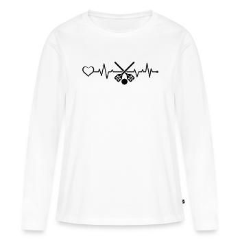 Joueur de ballon-balai bâton de ballon-balai ballon-balai Heartbe - T-shirt manches longues Premium bio Femme - blanc - Devant - Julia (174cm)