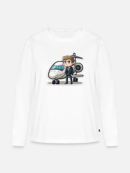 Der Flieger - Frauen Premium Bio Langarmshirt - Weiß
