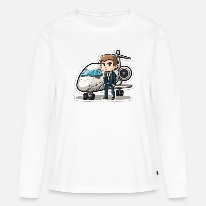 Der Flieger - Frauen Premium Bio Langarmshirt - Weiß