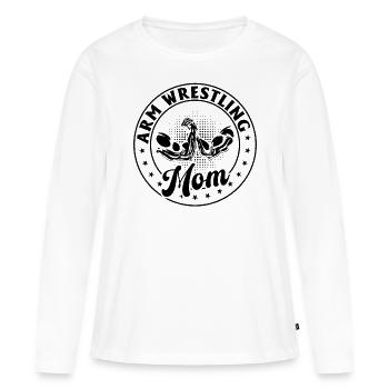 bras de fer Maman bras de fer Maman bras de fer - T-shirt manches longues Premium bio Femme - blanc - Devant - Julia (174cm)