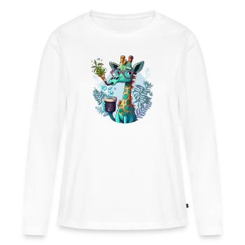 Girafes Smoke Shop - T-shirt manches longues Premium bio Femme - blanc - Devant - Julia (174cm)
