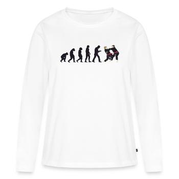 Judoka Taekwondo Karate Aikido Ju-Jutsu Evolution - Frauen Premium Bio Langarmshirt - Weiß - Vorne - Julia (174cm)