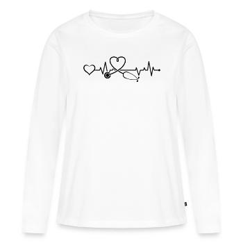 Médecin Stéthoscope avec Cœur - T-shirt manches longues Premium bio Femme - blanc - Devant - Julia (174cm)