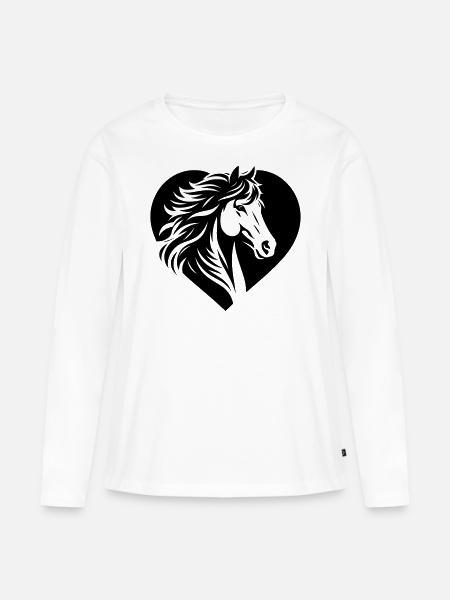 Het Hart van het Hoofd van paarden - Vrouwen Premium Bio shirt met lange mouwen - wit