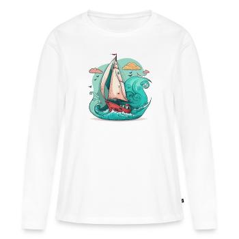 Der Seefahrer - Frauen Premium Bio Langarmshirt - Weiß - Vorne - Julia (174cm)