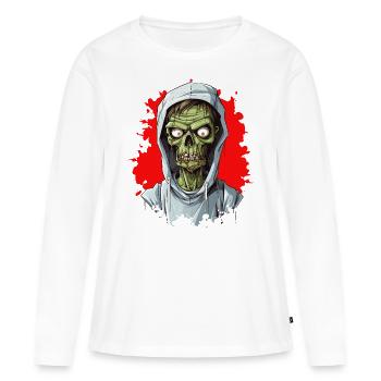 Halloween Horreur Effrayante Zombie - T-shirt manches longues Premium bio Femme - blanc - Devant - Julia (174cm)