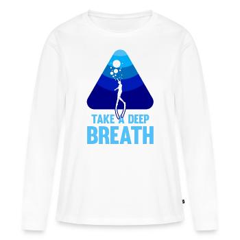 Plongée, Apnée Plongée, Apnée No Limit Apnée Apnée - T-shirt manches longues Premium bio Femme - blanc - Devant - Julia (174cm)