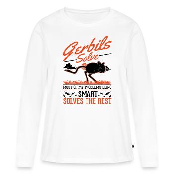 Gerbille cadeau Gerbille de Mongolie Gerbille - T-shirt manches longues Premium bio Femme - blanc - Devant - Julia (174cm)